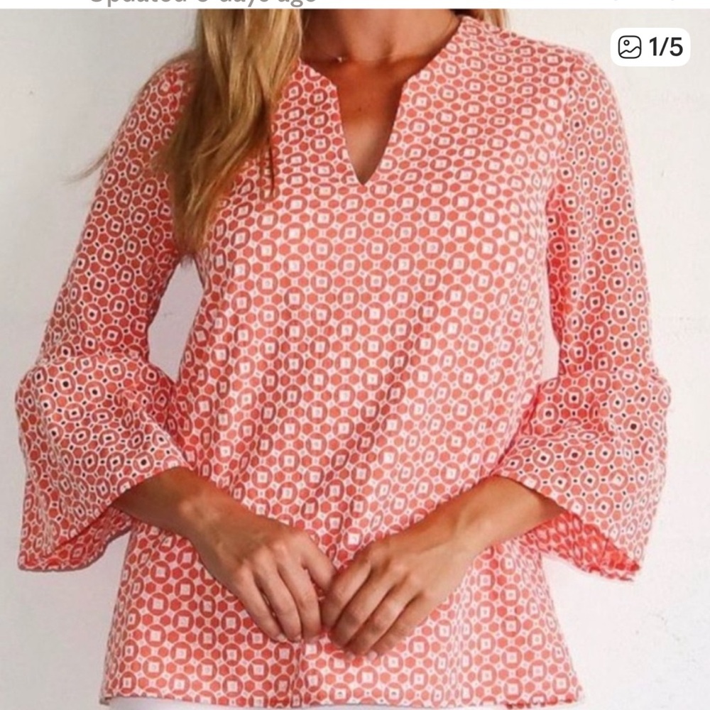 Jude Connally Orange/White Bell Sleeve Carley Blouse